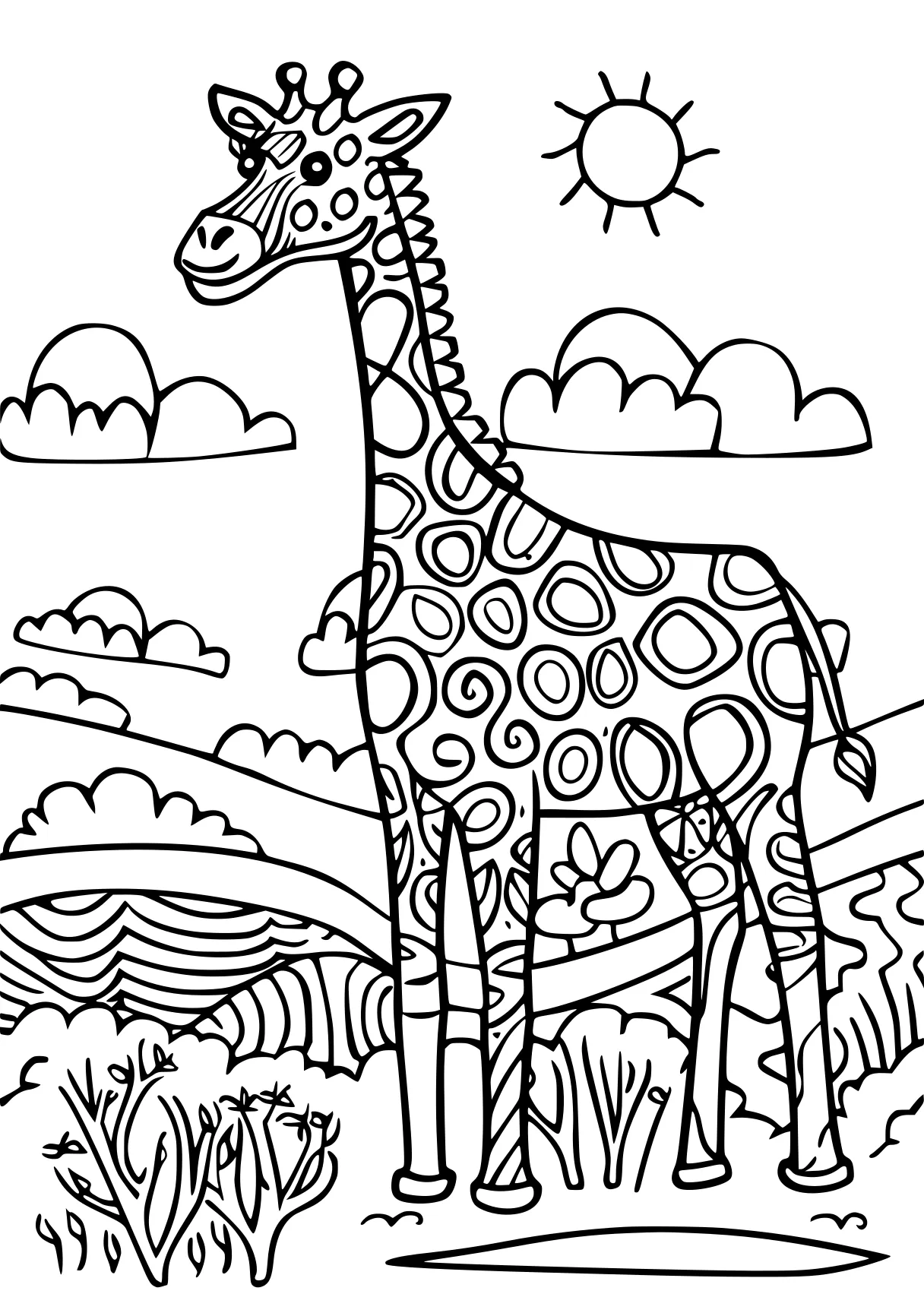 coloring sheets for teens, giraffe, brachiosaurus, colouring, free page downloads