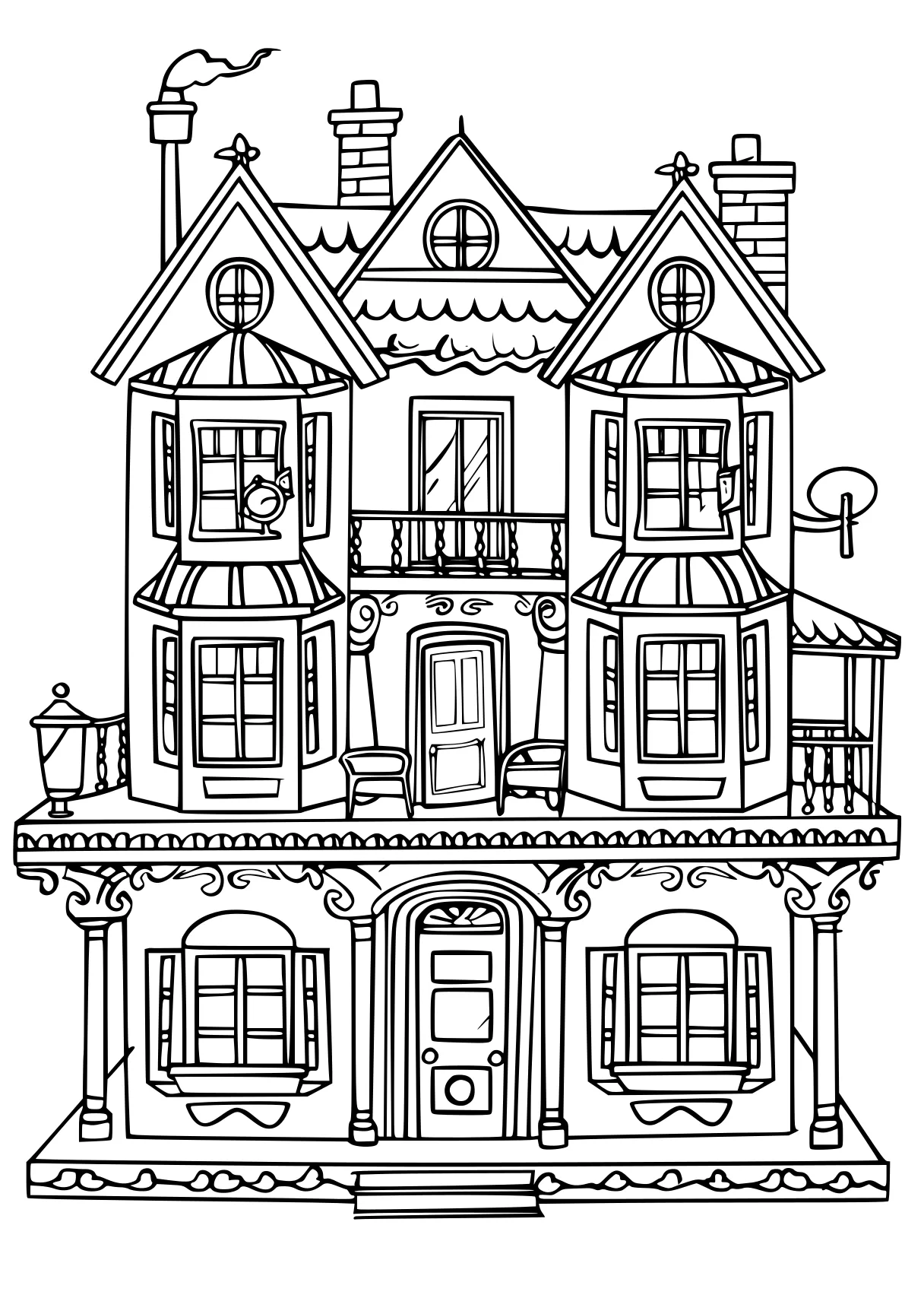 gabby's dollhouse coloring page, house, dollhouse, design, free downloads