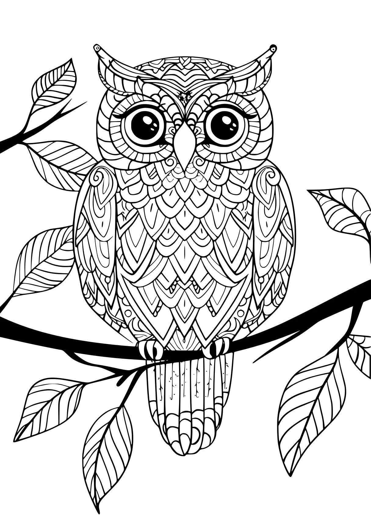 free adult coloring owl, colouring, zentangle, page downloads