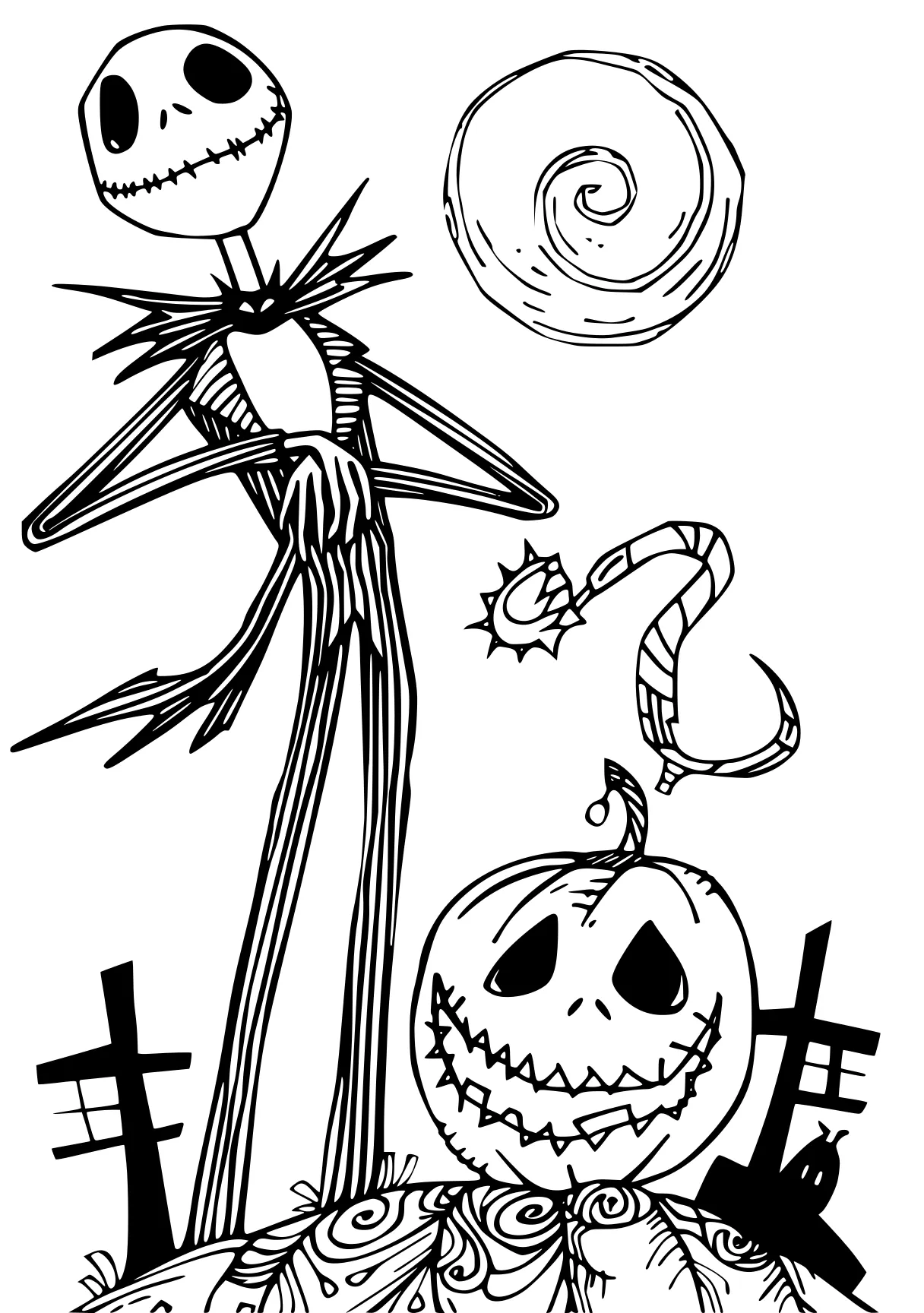 nightmare before christmas coloring page skellington, scarecrow, skeleton, muertos, halloween, free downloads