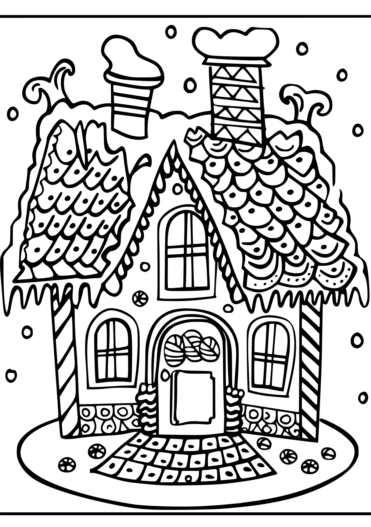 gingerbread house coloring page, zentangle, ornament, gingerbread, free downloads