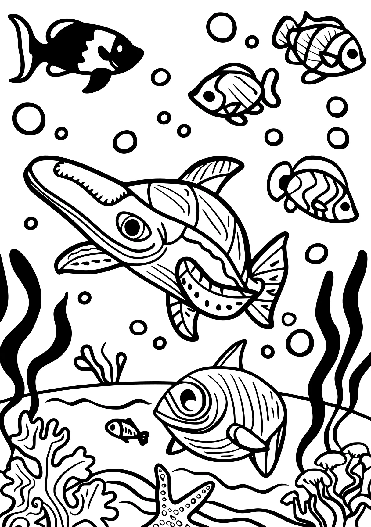 ocean animals coloring pages fish, aquarium, guppies, free page downloads