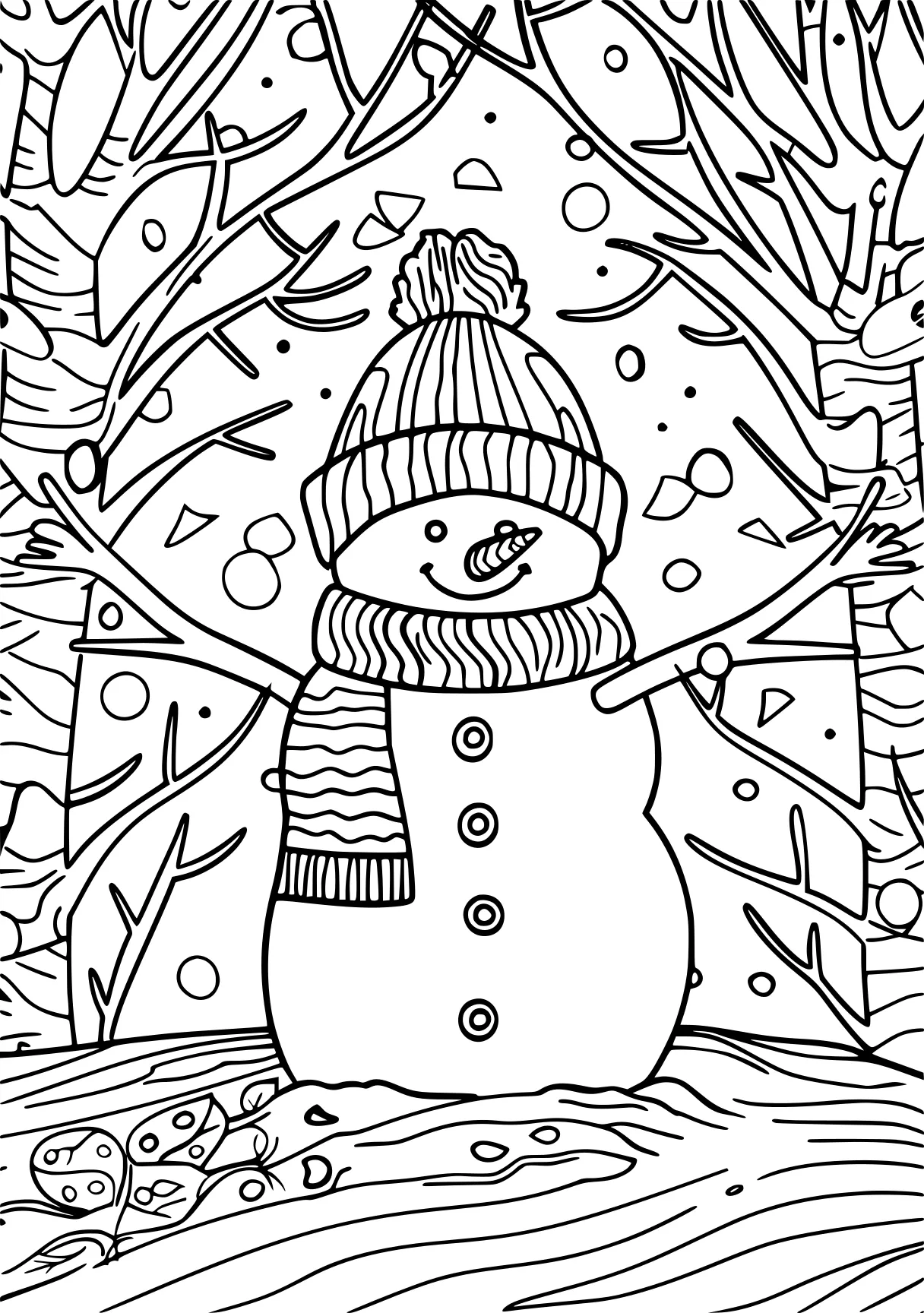 free online coloring pages snowman, winter, zentangle, page downloads