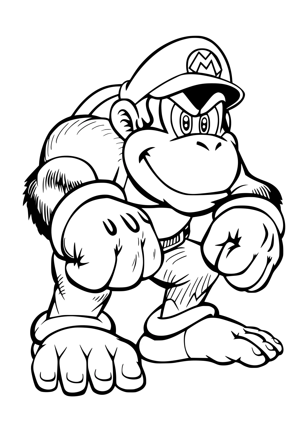 mario bros coloring pages kong, gorilla, bowser, yoshi, knuckles, free page downloads