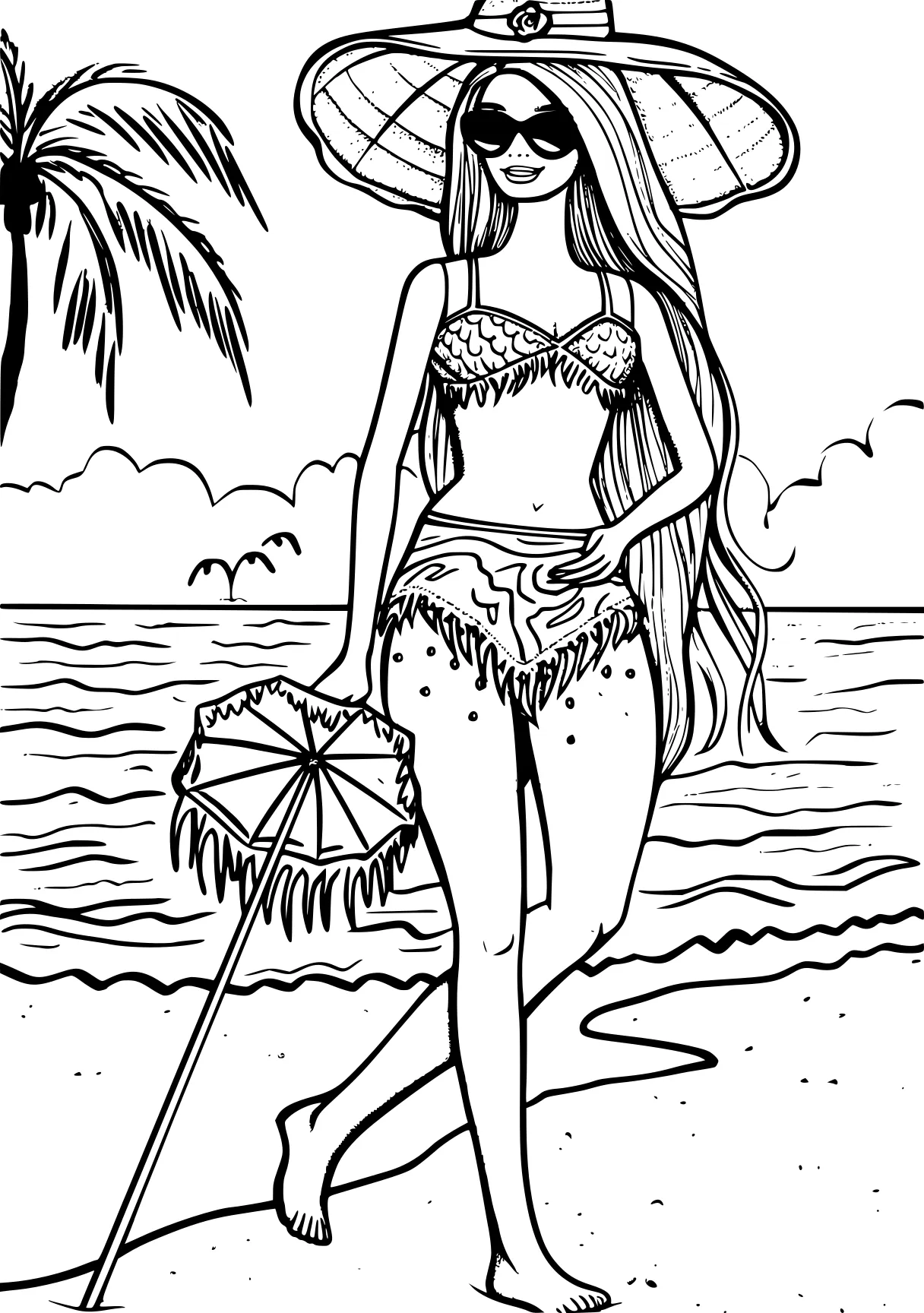 at the beach coloring pages moana, mermaid, beach, ariel, isabela, free page downloads