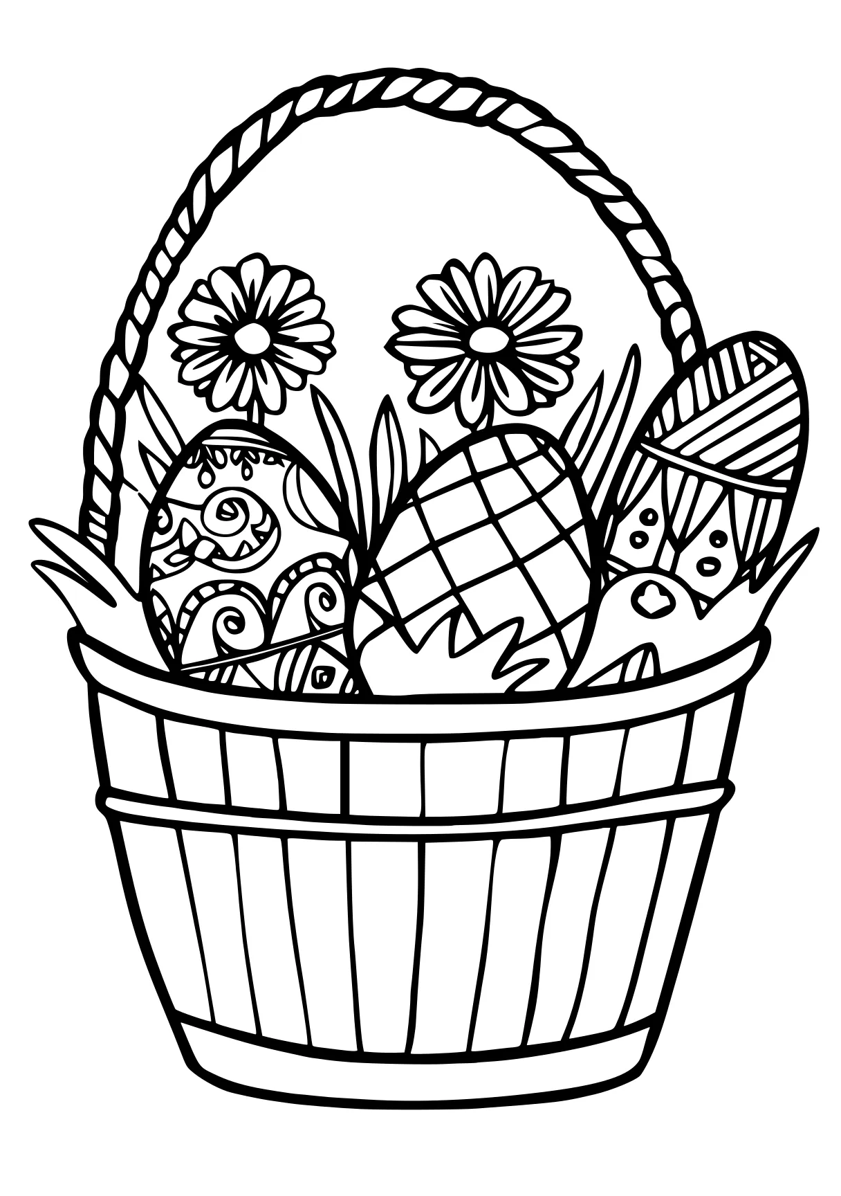 easter coloring sheets, basket, easter, wreath, free page downloads