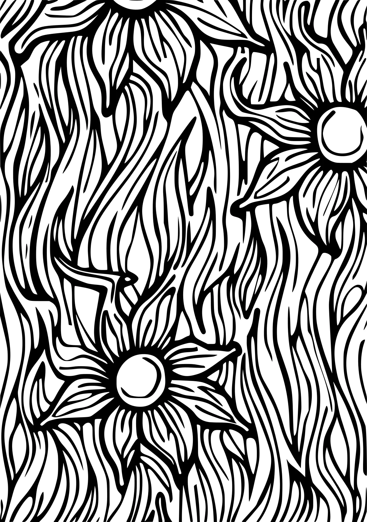 elemental coloring pages sunflower, zentangle, pattern, free page downloads