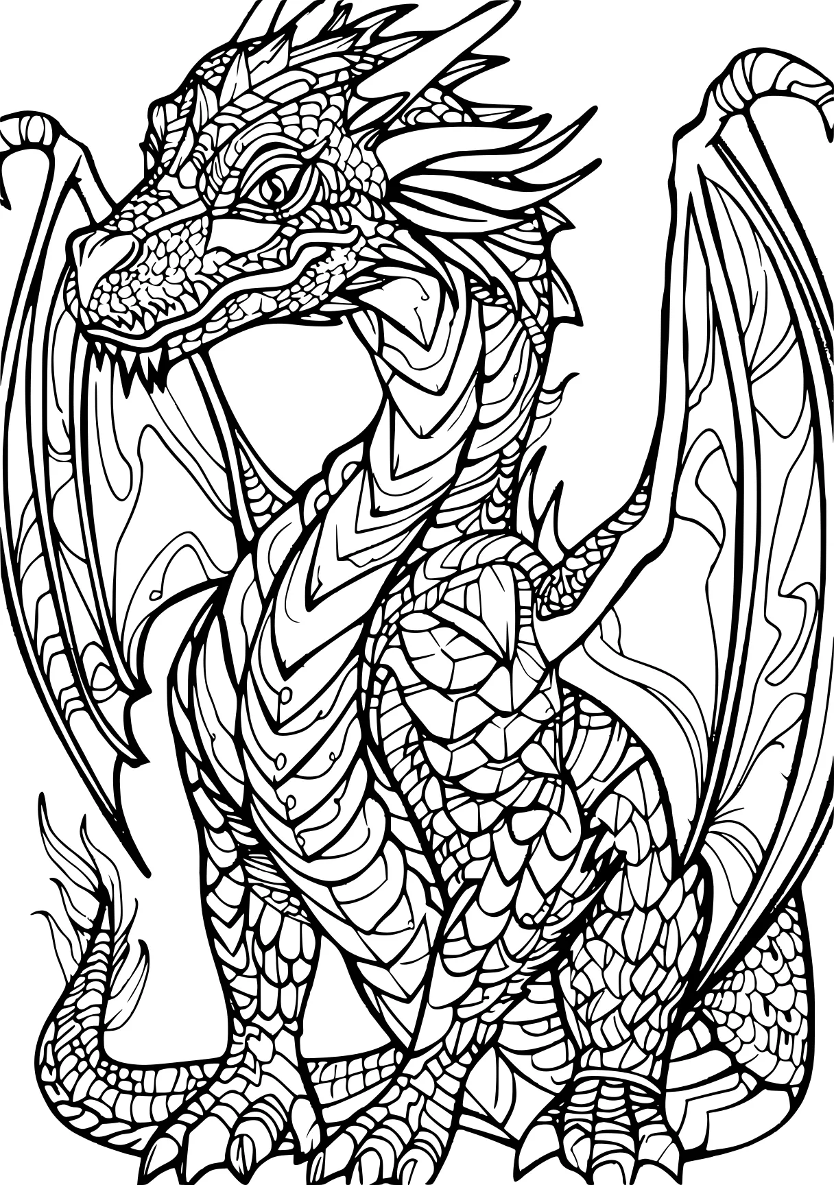 dragon coloring sheet dragon, ghidorah, zentangle, free page downloads