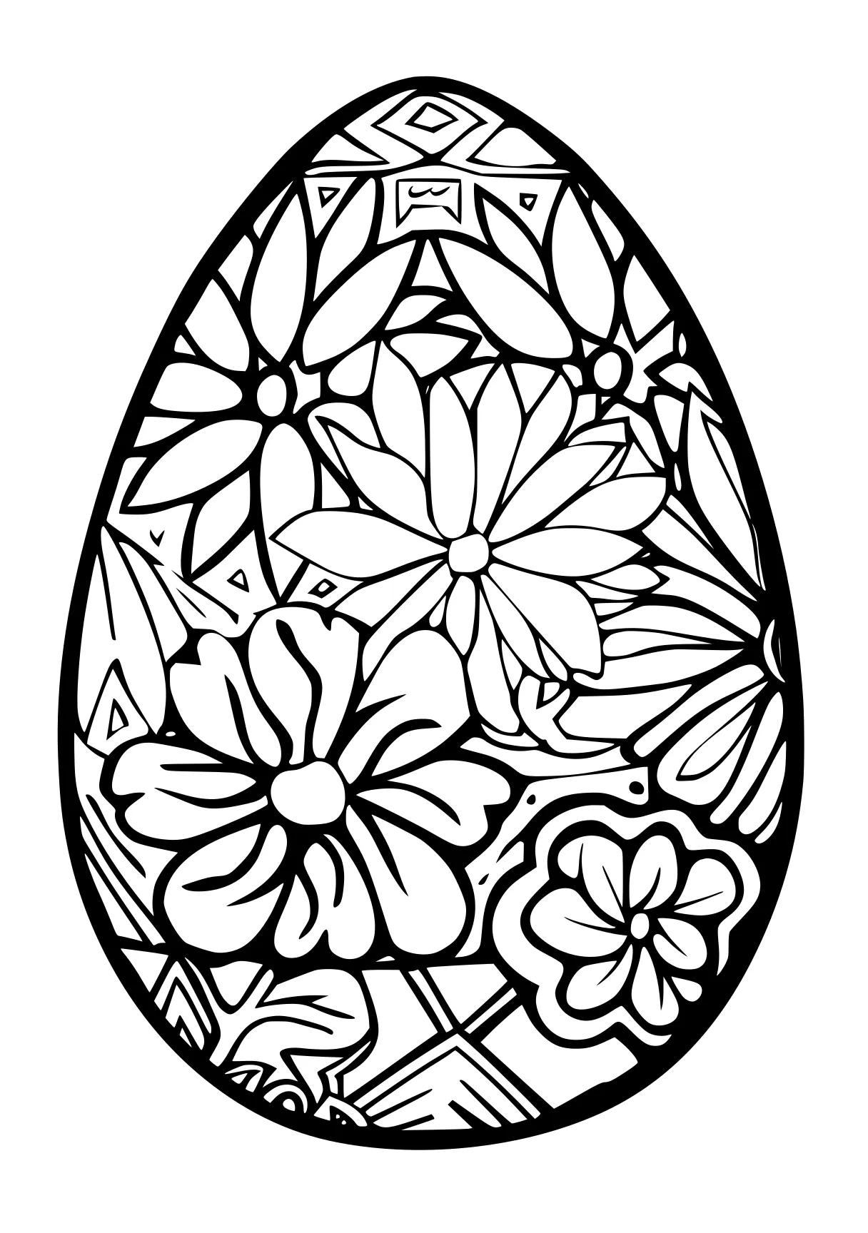 easter egg coloring sheet ornament, floral, tulip, free page downloads