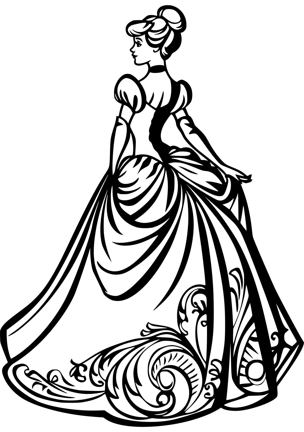 cinderella coloring cinderella, rapunzel, lady, dresses, design, free page downloads