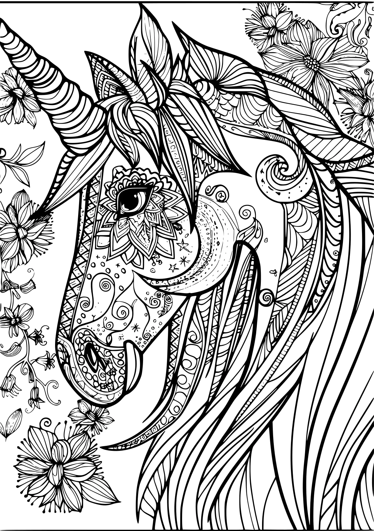 super coloring pages zentangle, unicorn, pegasus, free page downloads