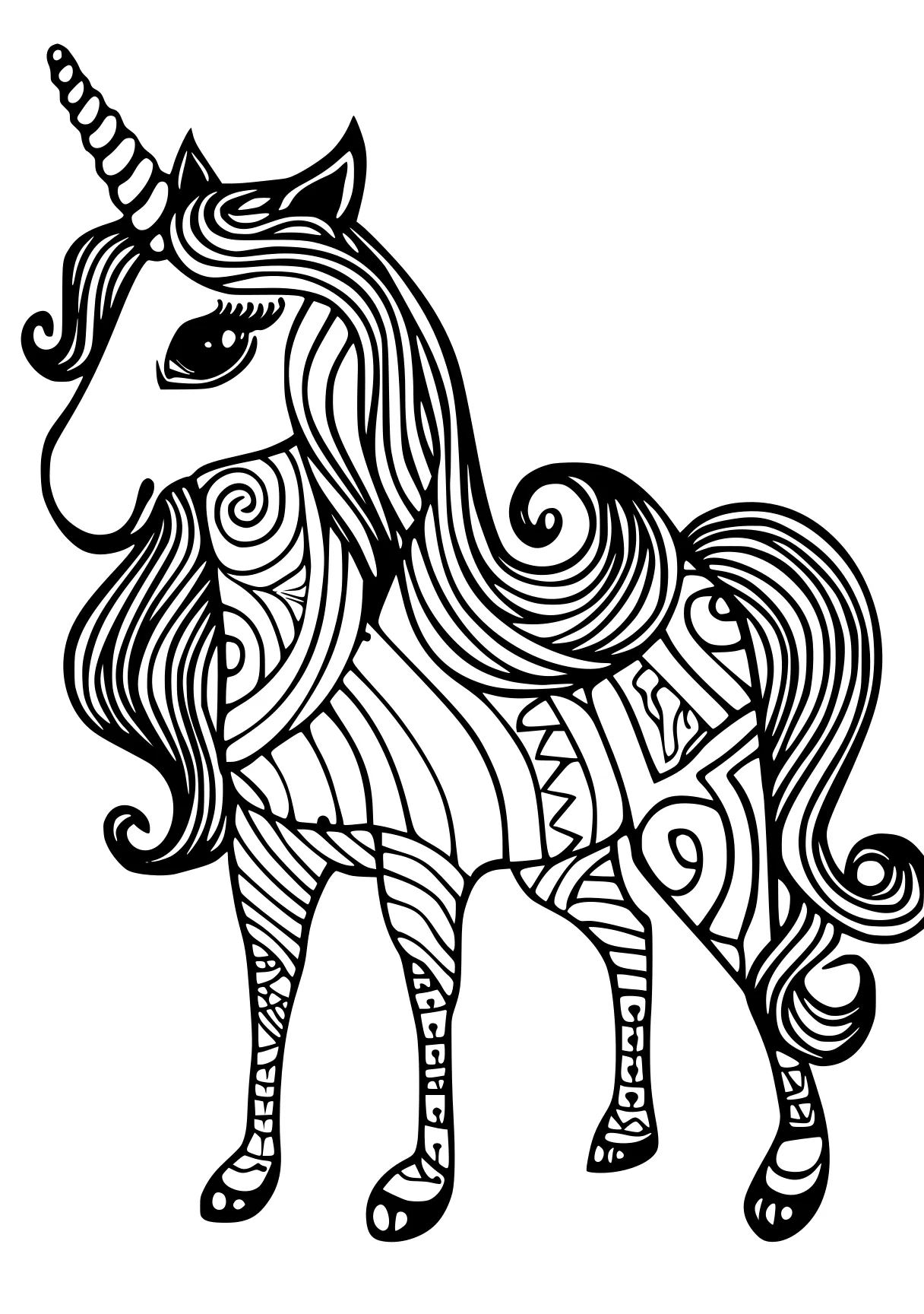 free coloring pages for kids horse, unicorn, pony, zebra, llama, page downloads