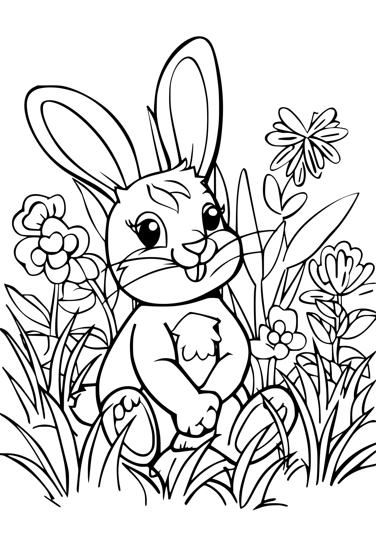 simple coloring pages, bunny, rabbit, illustrator, free page downloads