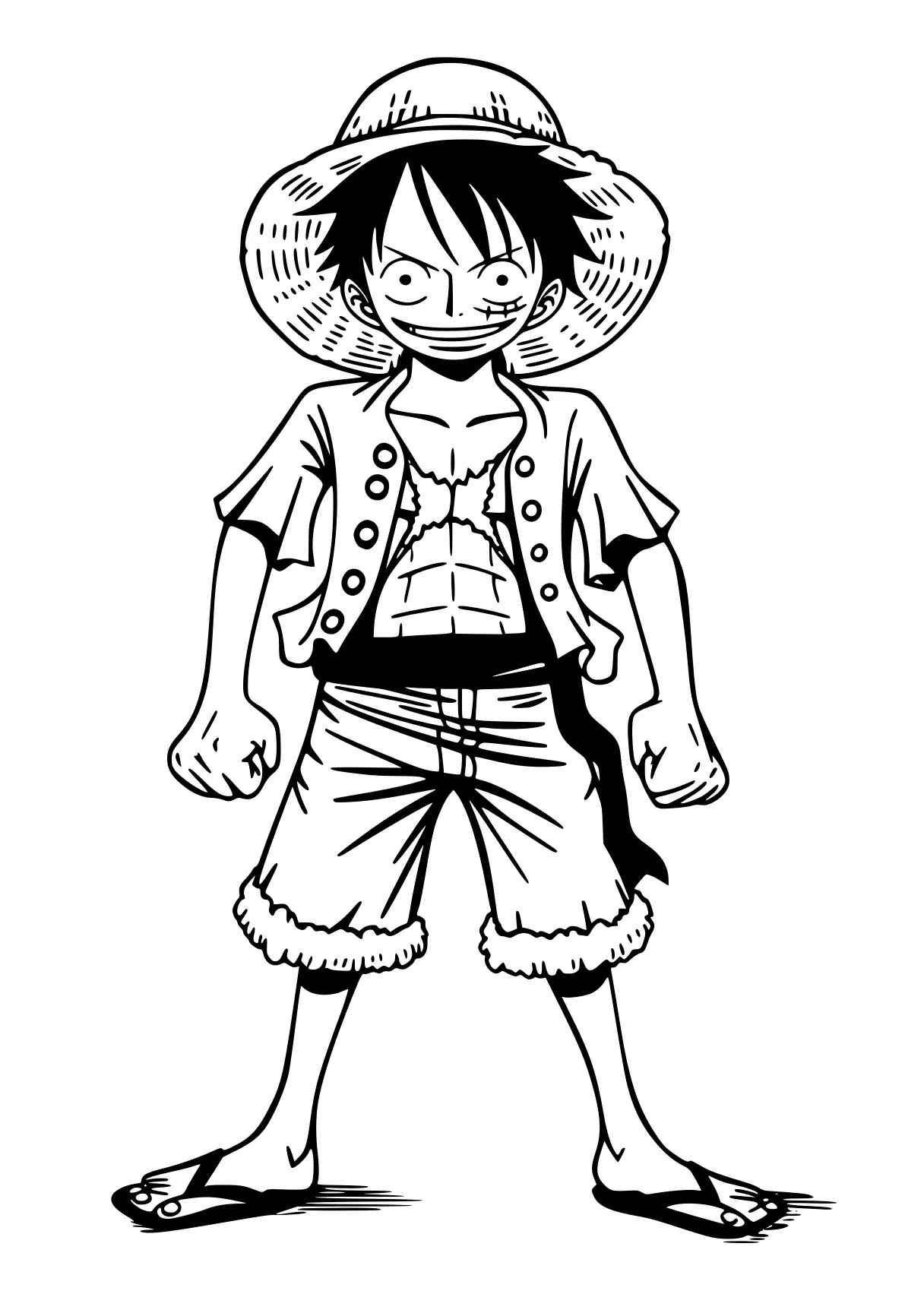 one piece coloring pages luffy, tanjiro, goku, shin, small, free page downloads