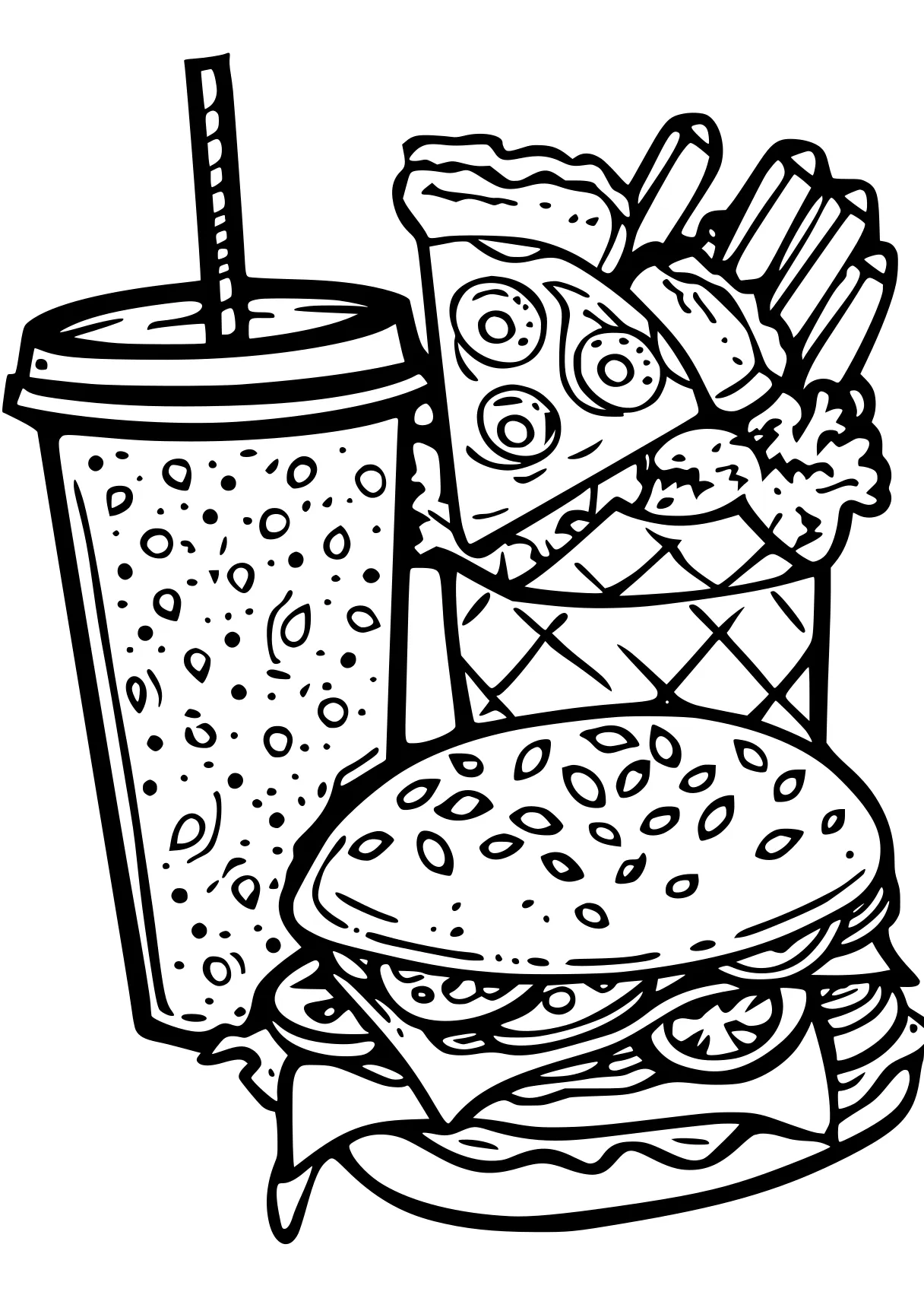 food coloring pages burger, foods, freddy's, food, illustrator, free page downloads