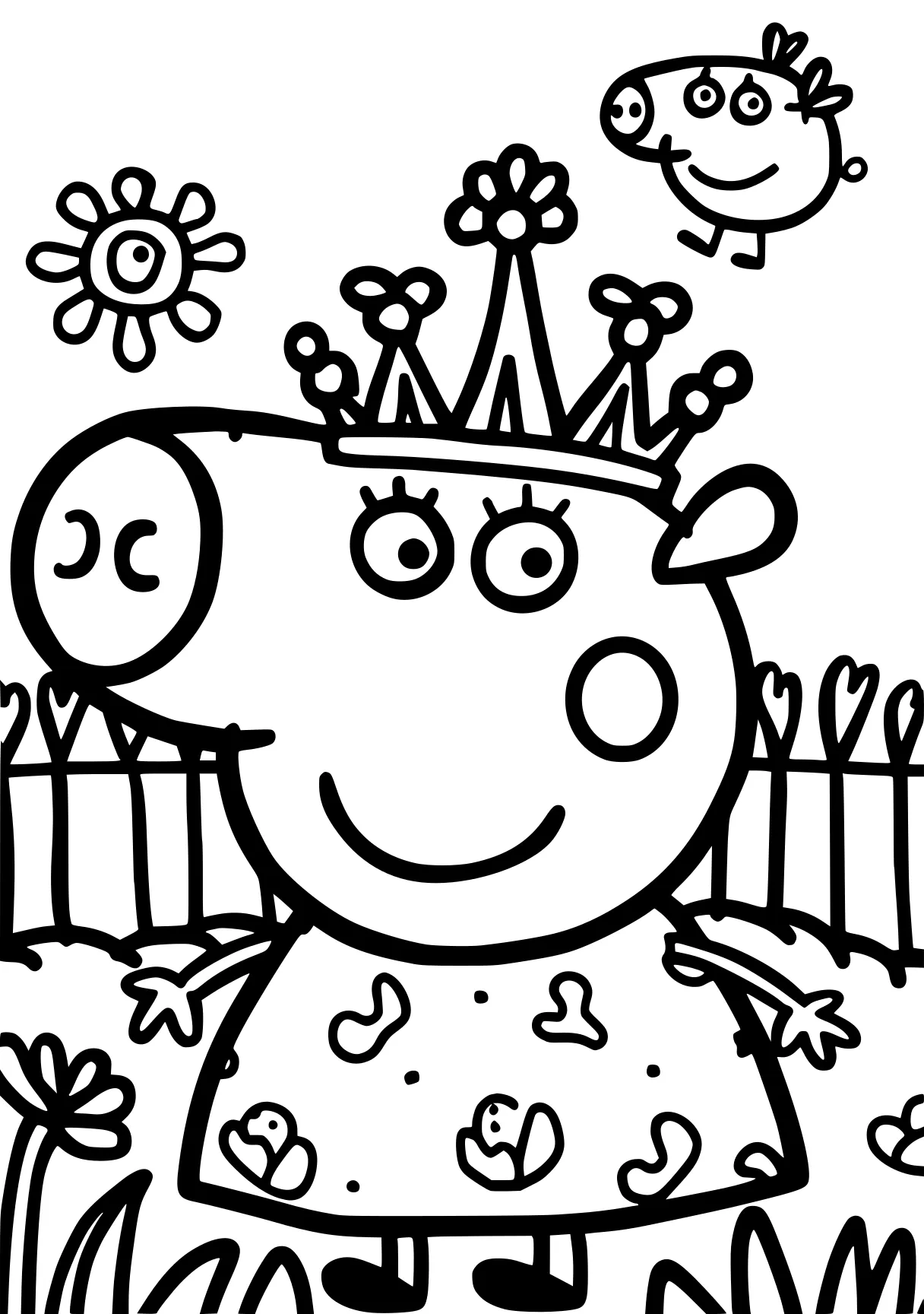 peppa coloring page, pinkfong, peppa, crown, free downloads