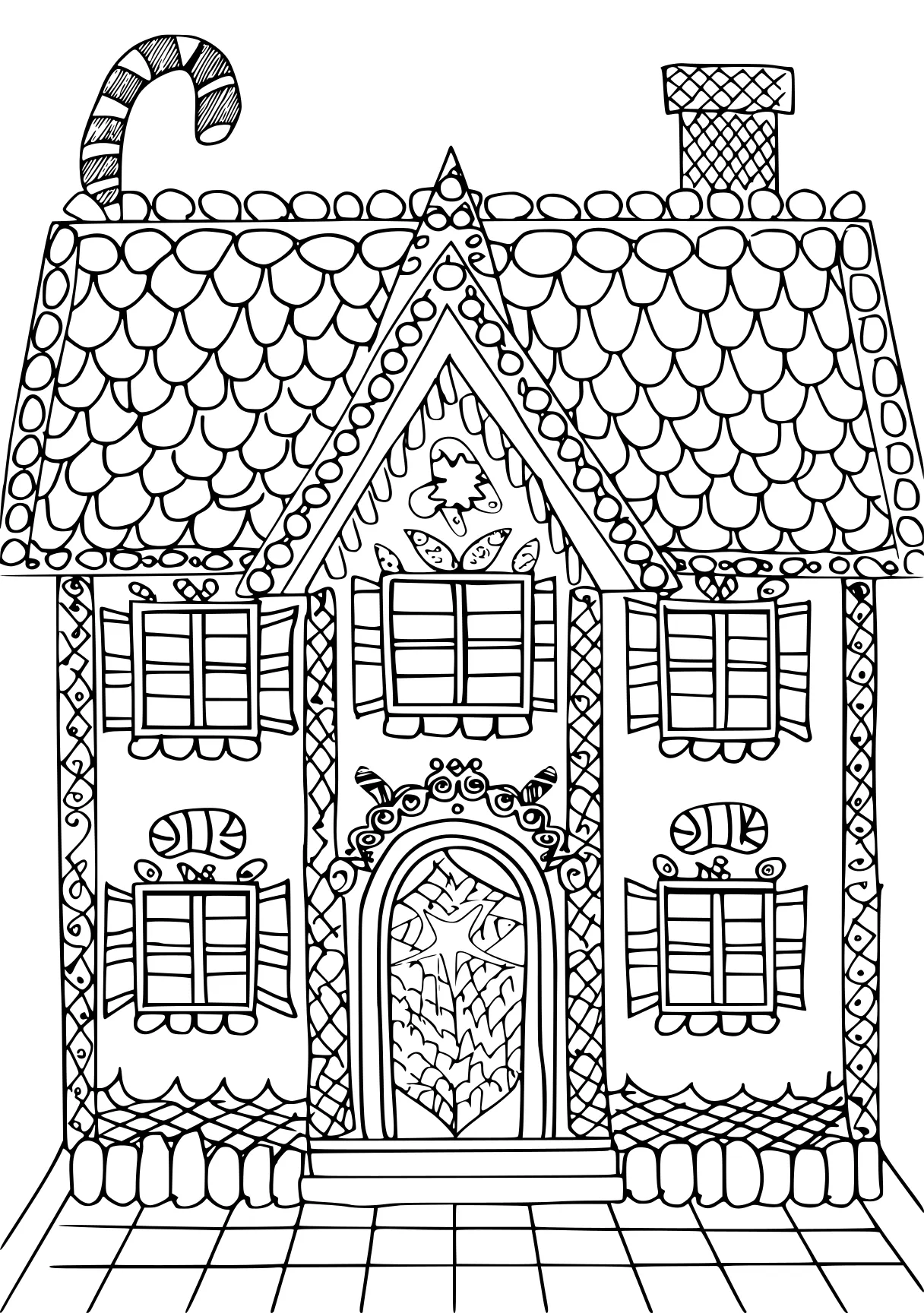 gingerbread house coloring page, zentangle, ornament, house, free downloads