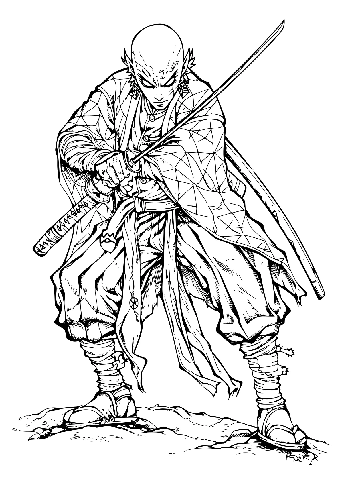 demon slayer colouring pages ranger, esau, shepherd, pilgrim, tanjiro, free coloring page downloads