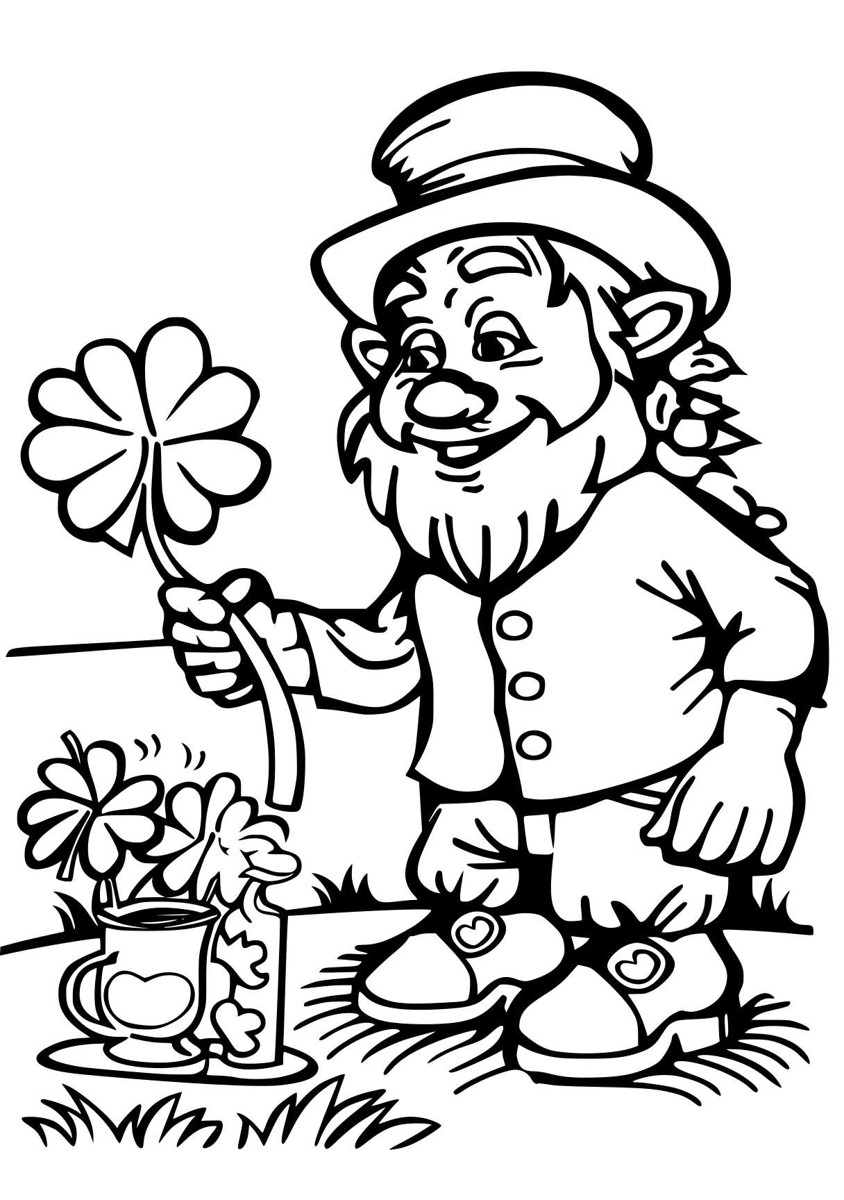 st patrick's day coloring pages leprechaun, gnome, pinocchio, shamrock, illustrator, free page downloads