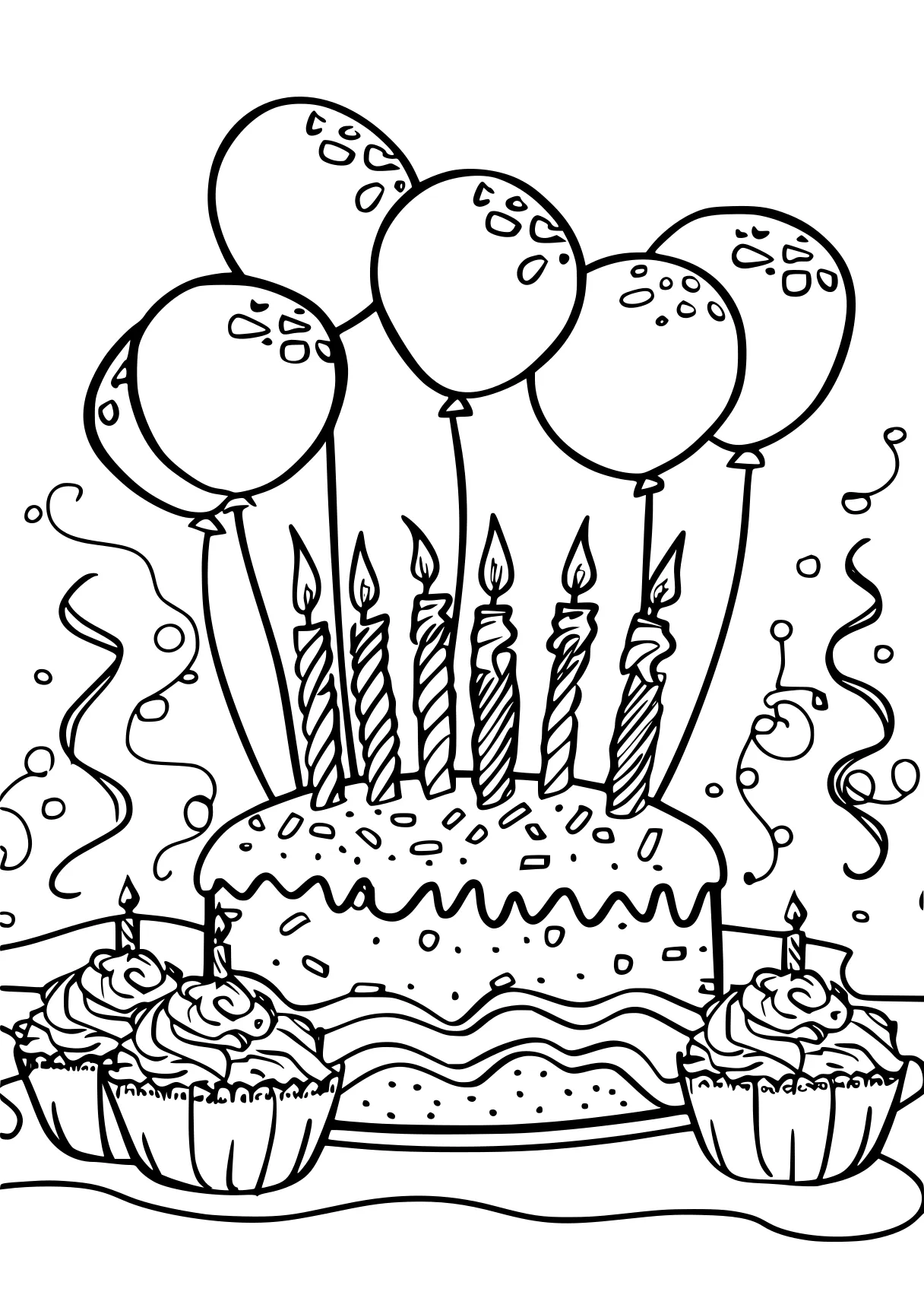 birthday coloring sheets birthday, balloons, cake, free page downloads