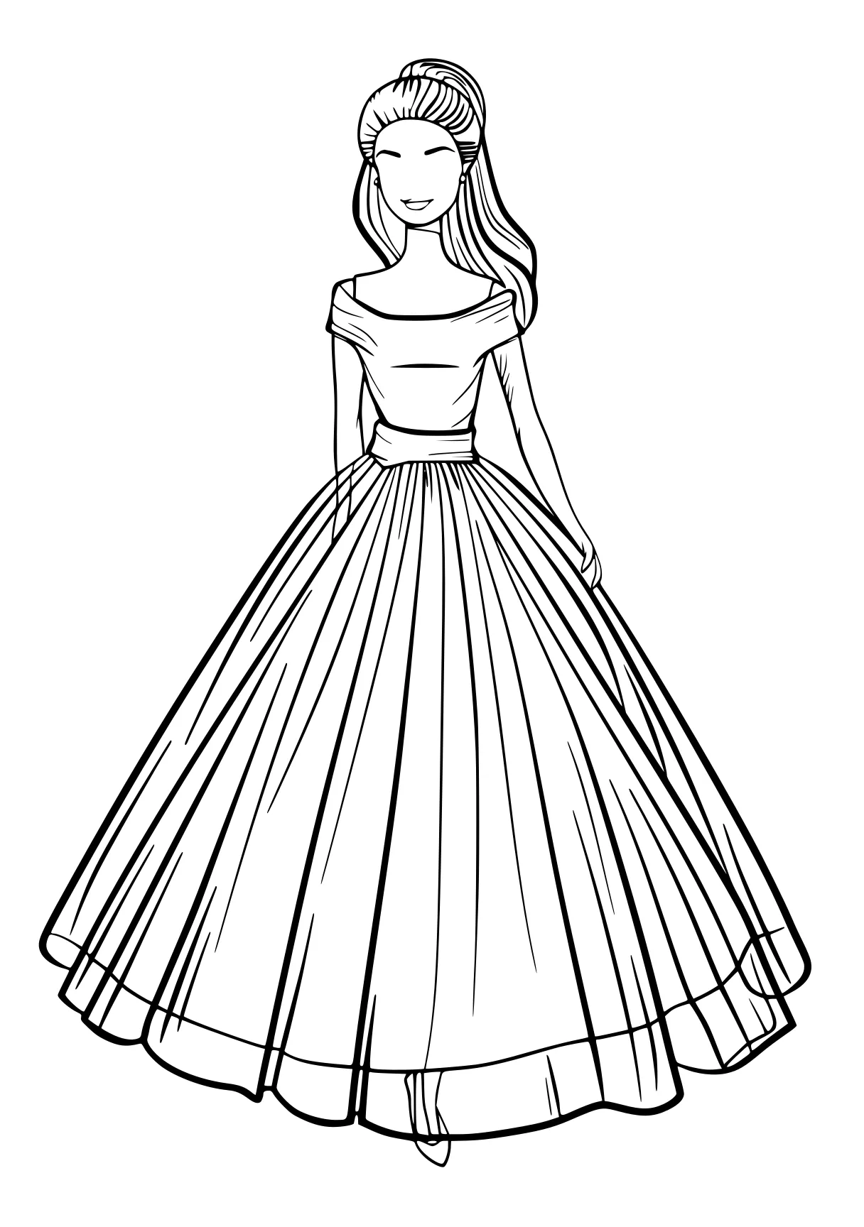 barbie doll coloring pages dresses, cinderella, princess, lady, free page downloads