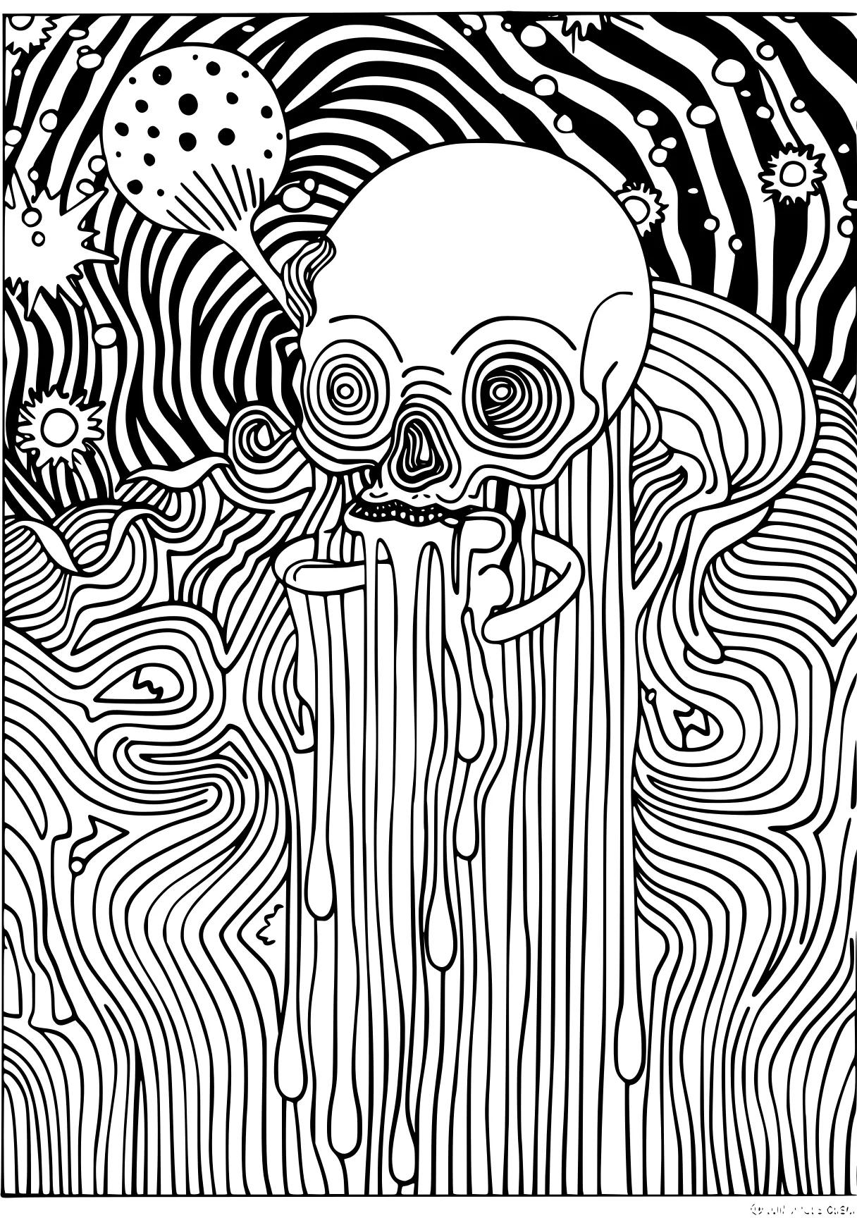 trippy coloring pages acid, gorilla, skellington, muertos, free page downloads