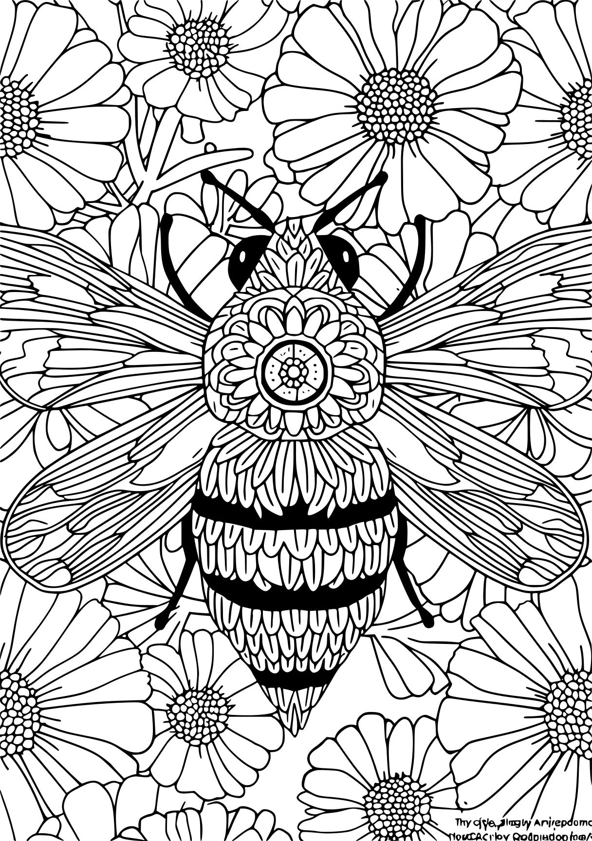 cartoon coloring pages zentangle, bee, insects, free page downloads